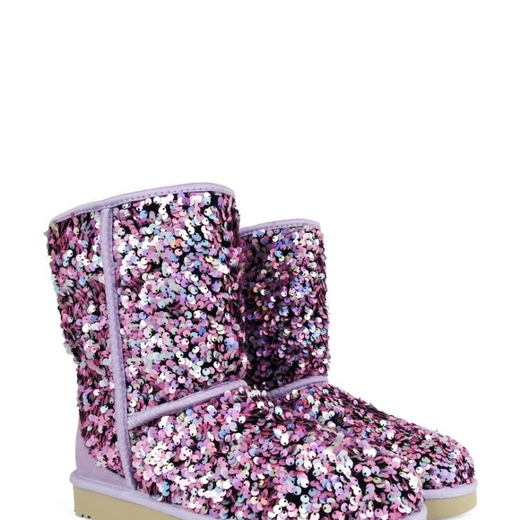 UGG Shoes - Sold New Authentic UGG mini SEQUIN LILAC FROST sparkle Purple BOOTS WOMEN’S 8